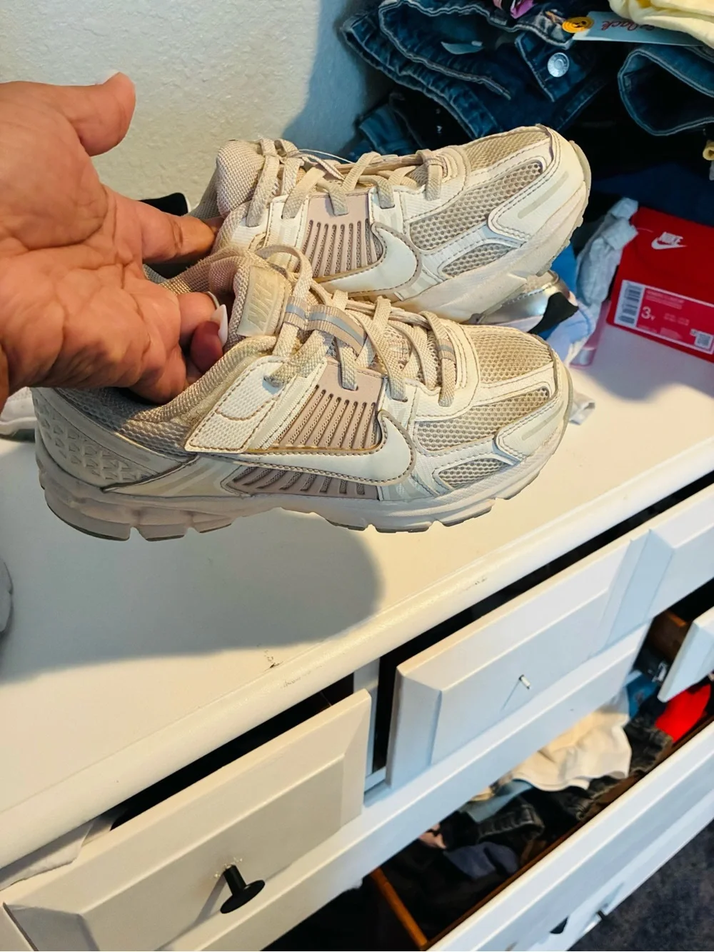 Nike Kids Cream/Tan Mesh Athletic Sneakers